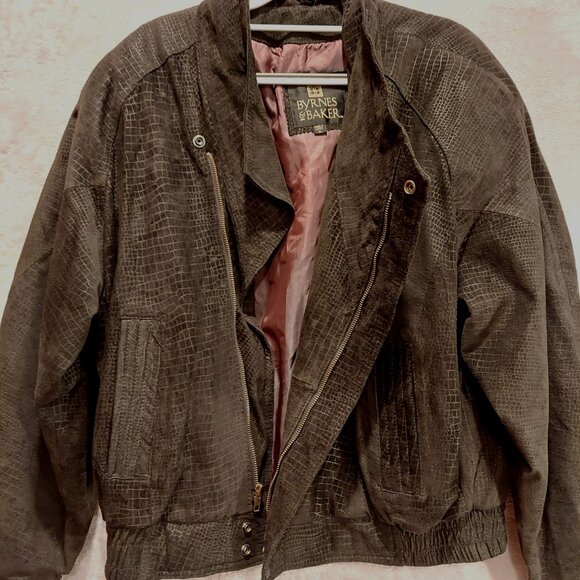 Byrnes & Baker Leather jacket Womens L black snakeskin pattern asymmetrical hips - Picture 6 of 16